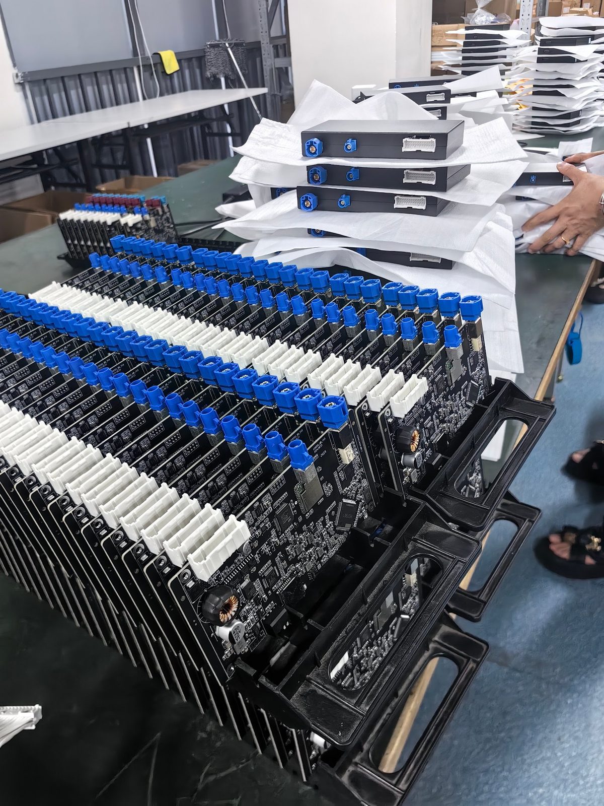 Autoconnekt production line and testing stations