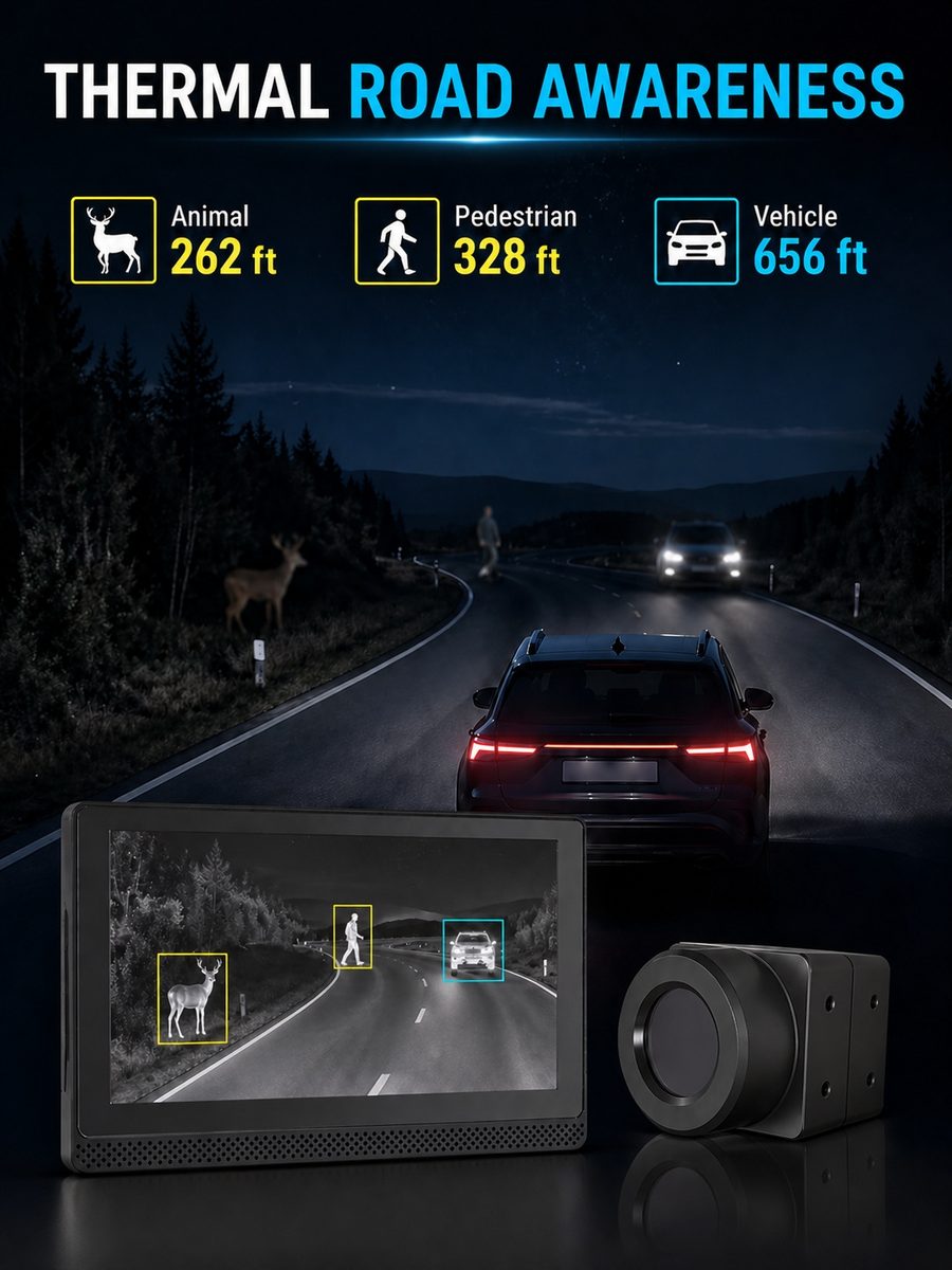 Thermal road awareness — animal, pedestrian and vehicle detection ranges